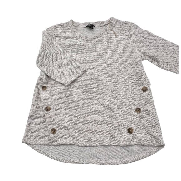 Womens Robert Louis Textured Knit Sweater Button Detail Beige 3/4 Sleeves Size L - Picture 1 of 4